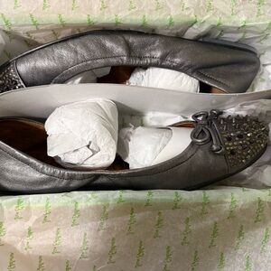 Sam Edelman Metallic Gray Studded Ballet Flats